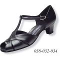 Lady Latin Dance Shoes 038-032-034 F Cuban 4.5cm Black Leather