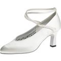 Dance Shoes Lady Court Ballroom Wide Latino Heel 5cm White Satin